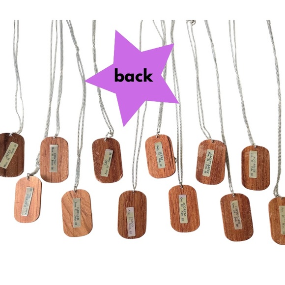 VTG 70s TAURUS Bull Astrological Sign Wood & Pewter Dog Tag 18” Chain Necklace - Picture 5 of 6